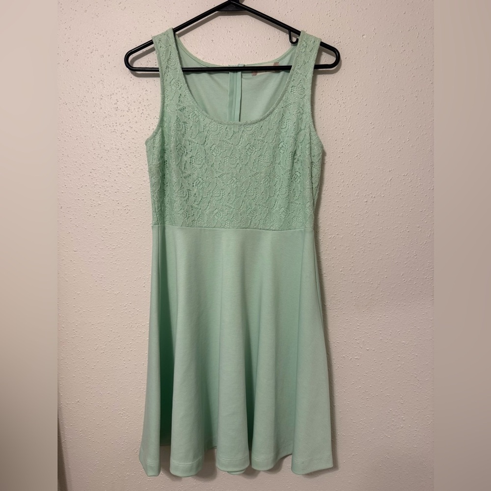 Altar'd State Green A-line Midi Dress Scoop Neck Sleeveless
